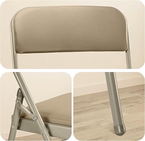 Miniatura 5 de CYCLONE SOUND Paquete de 4 sillas plegables con cojín y respaldo acolchados de poliuretano, sillas de metal de grado comercial con cómodo cojín de