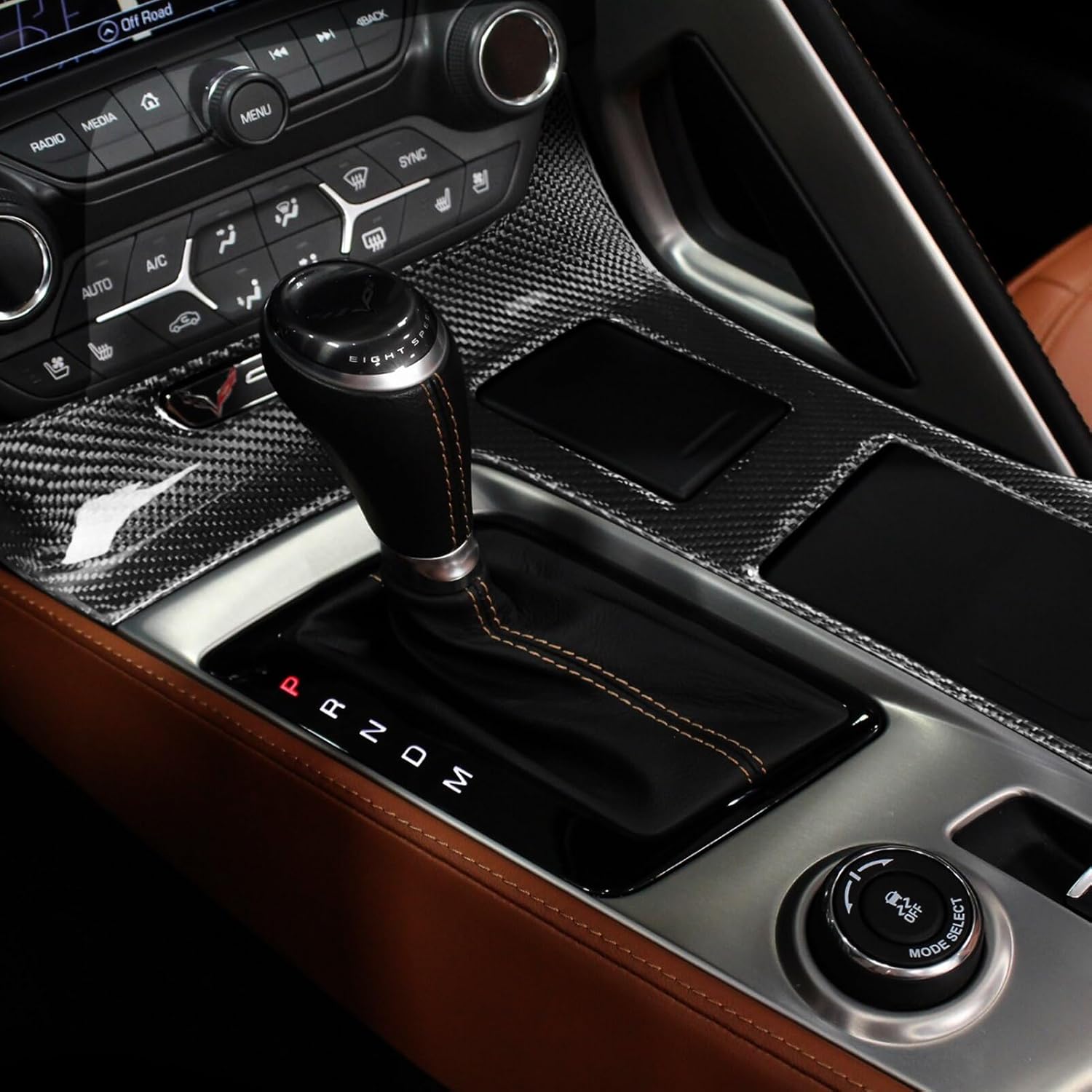 Compatible with Chevrolet Corvette C7 2014-2019 DryCarbon Fiber Gear Shift Cup Holder Surround Decorative Cover Car Retrofit Accessories