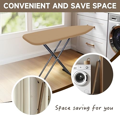 Miniatura 4 de Tabla de planchar con cubierta resistente al calor, tabla de planchar compacta de 43 x 13 pulgadas, altura ajustable, fácil de plegar, estructura