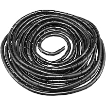 GTIWUNG Universal Flexible Spiral Sleeving, 8mm, Spiral Cable Winding Tube Storage Kit for Protecting TV/PC/USB/TV/AUX- Antenna Cable 12m Black