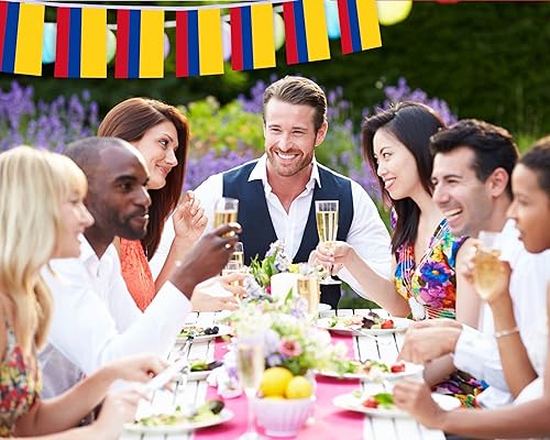 Miniatura 3 de MacLand 30 guirnaldas de bandera de Colombia, banderines colombianos de 32 pies, pancarta decorativa para decoración de patio interior al aire libre