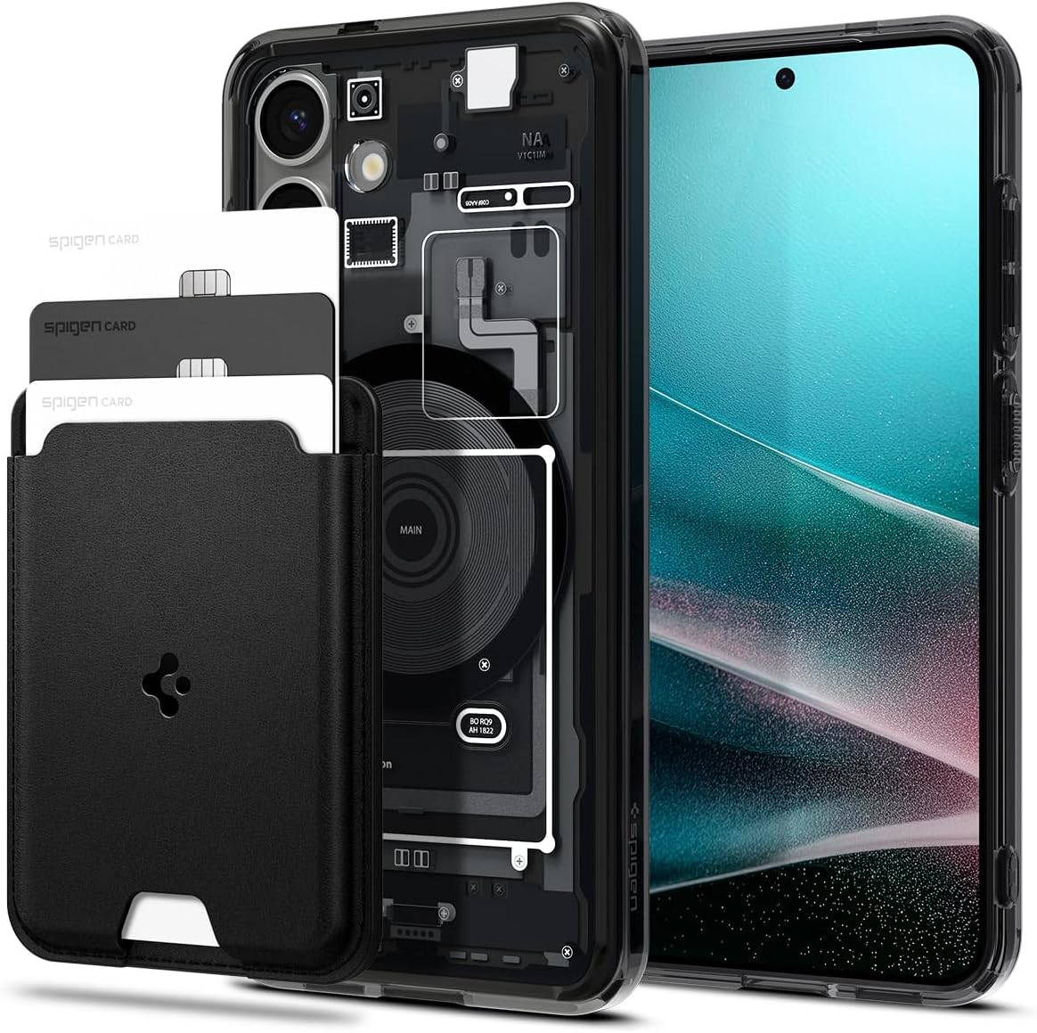Spigen Ultra Hybrid MagFit (Zero One) Designed for Galaxy S25 Plus Valentinus (MagFit) Wallet Card Holder (Black)