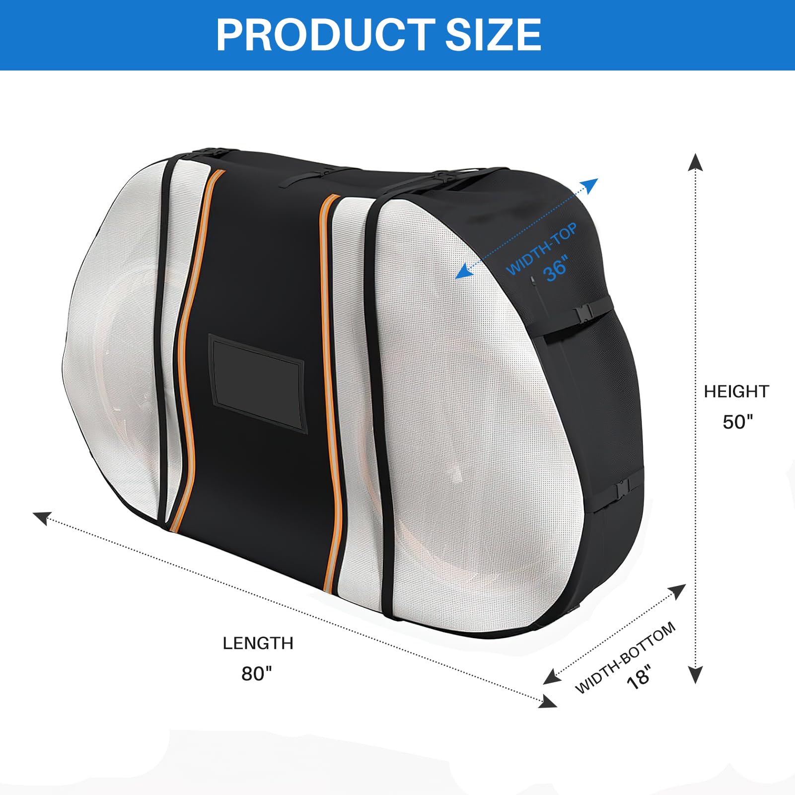 Funda para bicicleta de viaje 600D para 2 bicicletas, color negro