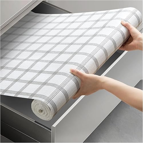 Viseeko Revestimientos de cajones y estantes para armarios de cocina papel antideslizante para estantes, no adhesivo, agarre fuerte, impermeable,