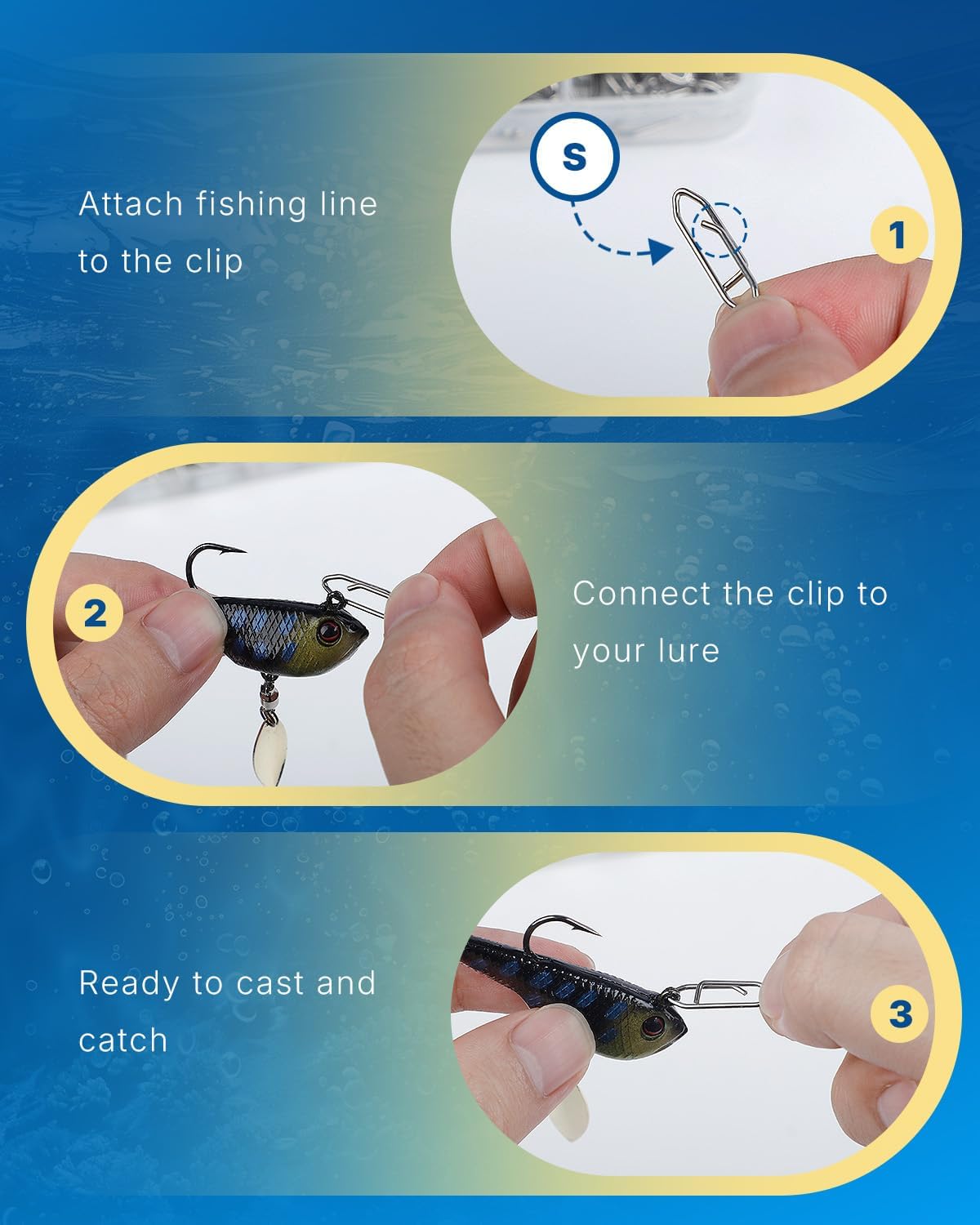 Pawfly 300 Pcs Fishing Power Speed Clips, Fishing Speed Clips for Fishing Lure Quick Change, High Strength Stainless Steel Fishing Clip, Saltwater Freshwater Lure Connector Tackle,Topwater Speed Clip - Image 5