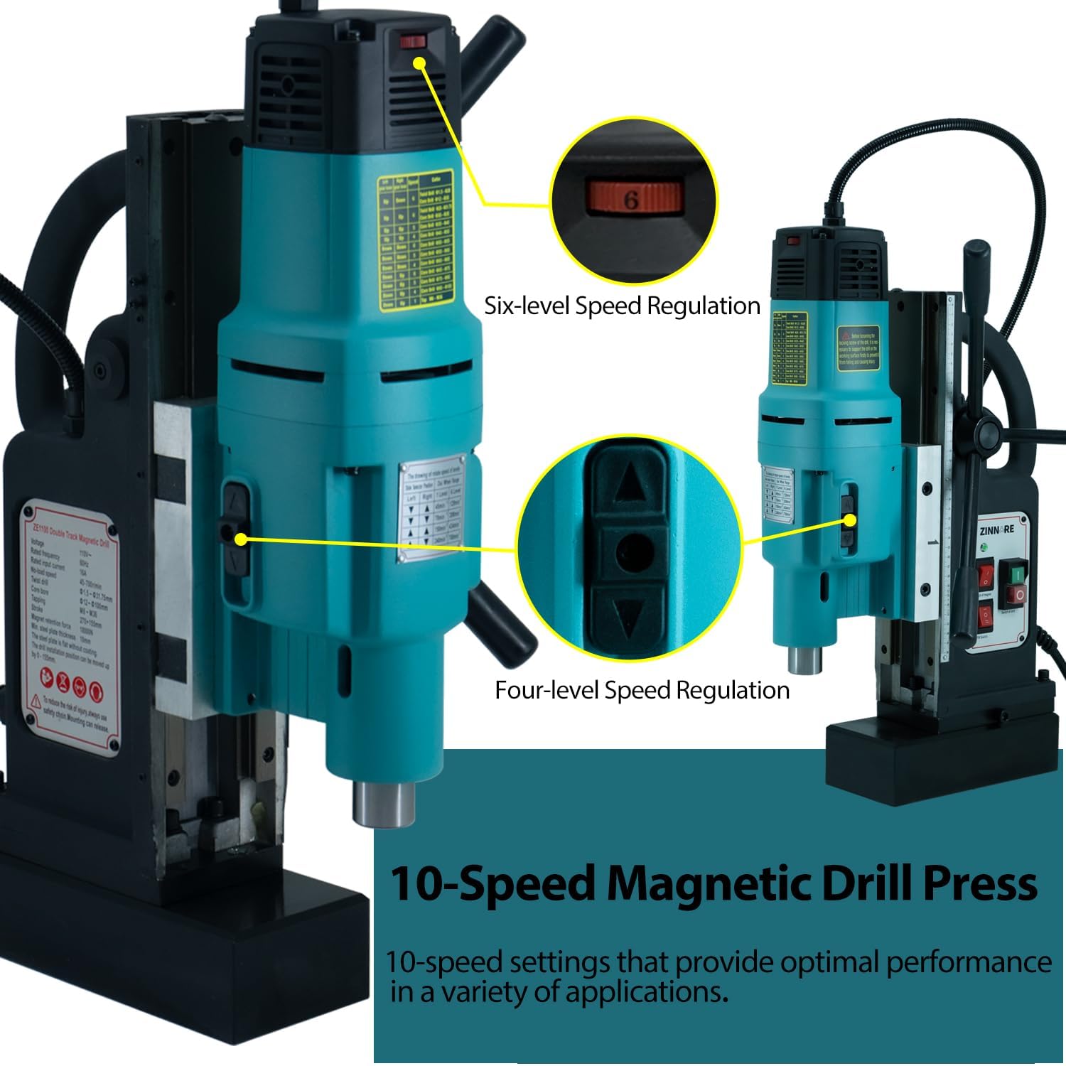Drill Press, Magnetic, 2000W 3-15/16Inch Boring Diameter, Mag Drill Press, 16A with 10-Speed Setting, Electric Drilling Machine for Metal Surface