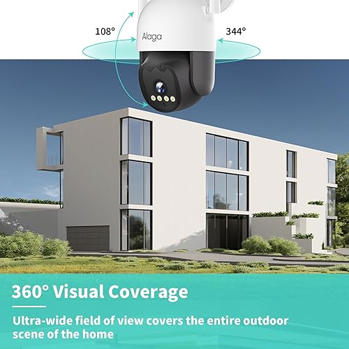 Miniatura 3 de Alaga Cámara de seguridad para exteriores, visión nocturna a todo color con luz negra, cobertura detallada de 360, WiFi 5G y 2.4G, seguimiento de