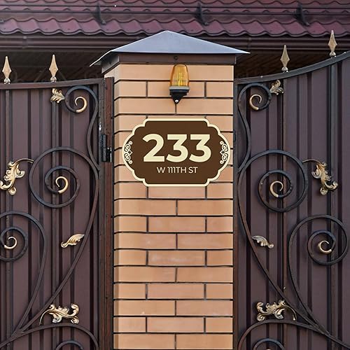 Miniatura 5 de Letrero decorativo de dirección personalizado para interiores y exteriores, fondo de contorno, fabricado en los Estados Unidos, 17.5 x 11 pulgadas,