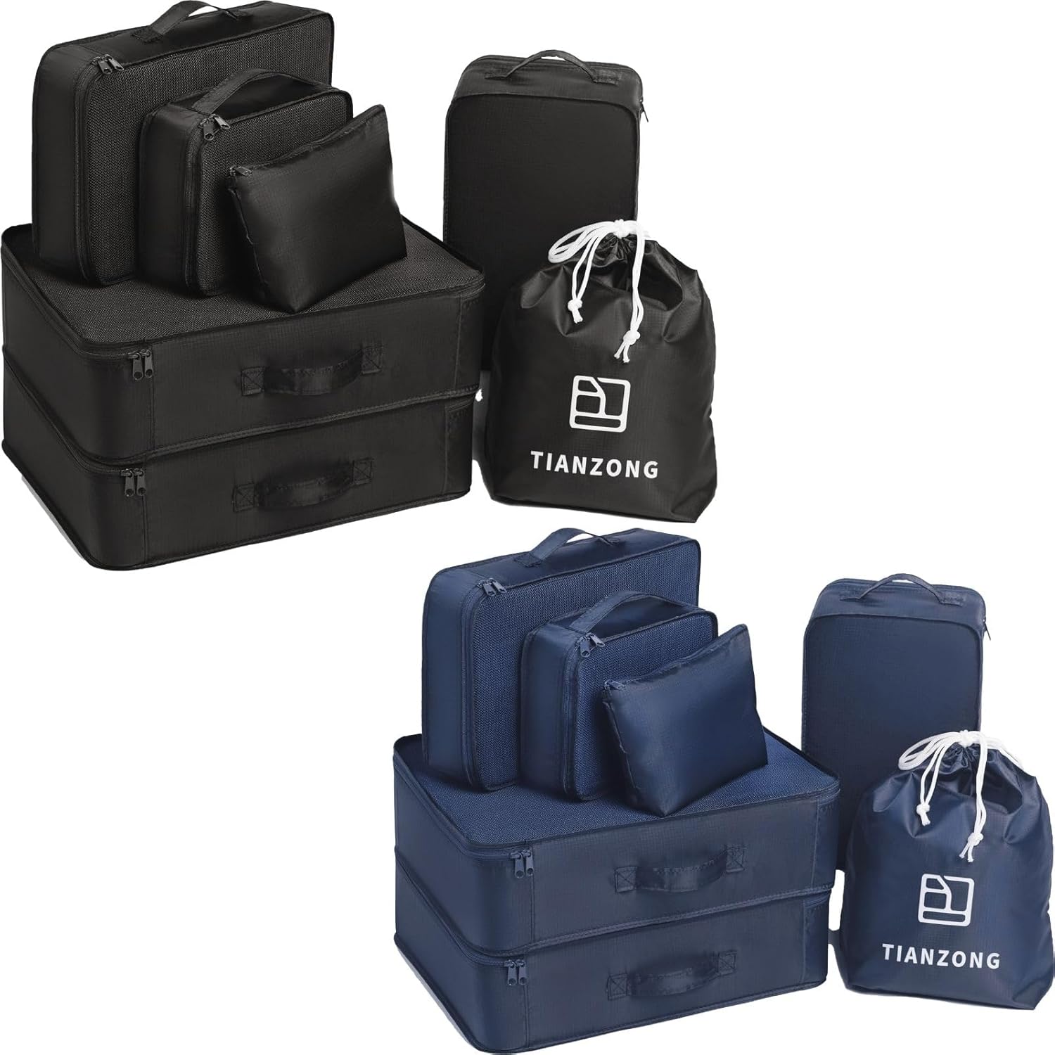 TianZong 2 sets of 7-piece Packing Cubes with Shoe Bag
