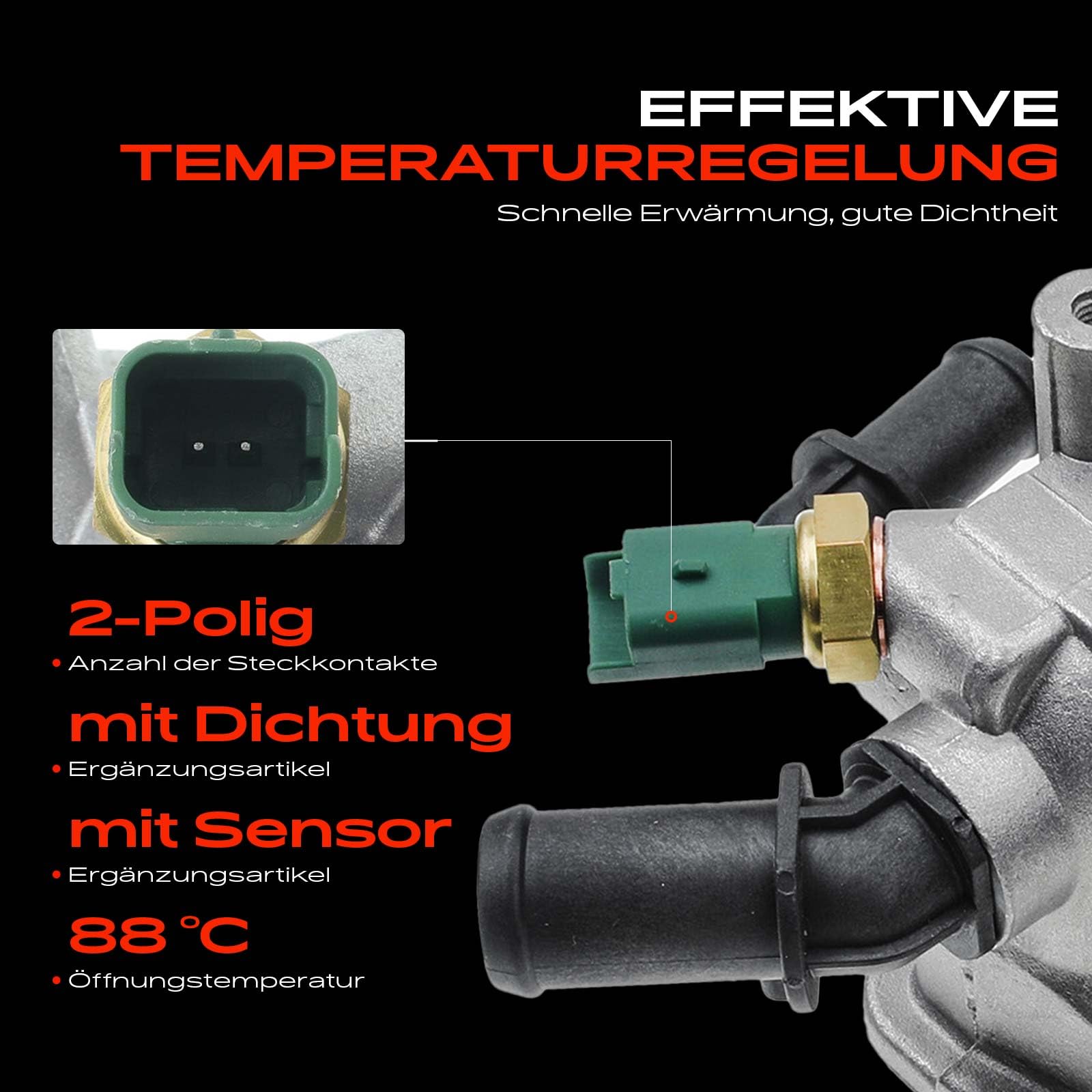 Frankberg Refrigerante del Termostato Compatibile con KA RU8 1.3 TDCi 500 312 1.3 D MultiJet 169 1.3 D MultiJet Punto 188 1.3 JTD 16V Furgone/Compatto 169 1.3 D MultiJet 4x4 Replace# 55180041,1580532
