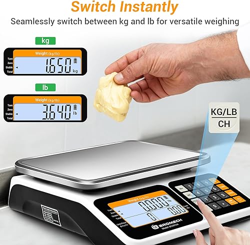 Miniatura 6 de Báscula de cocina comercial de 66.1 lbs  Báscula digital de doble pantalla, precisión de 0.18 oz  Batería recargable de plomo ácido, sartén