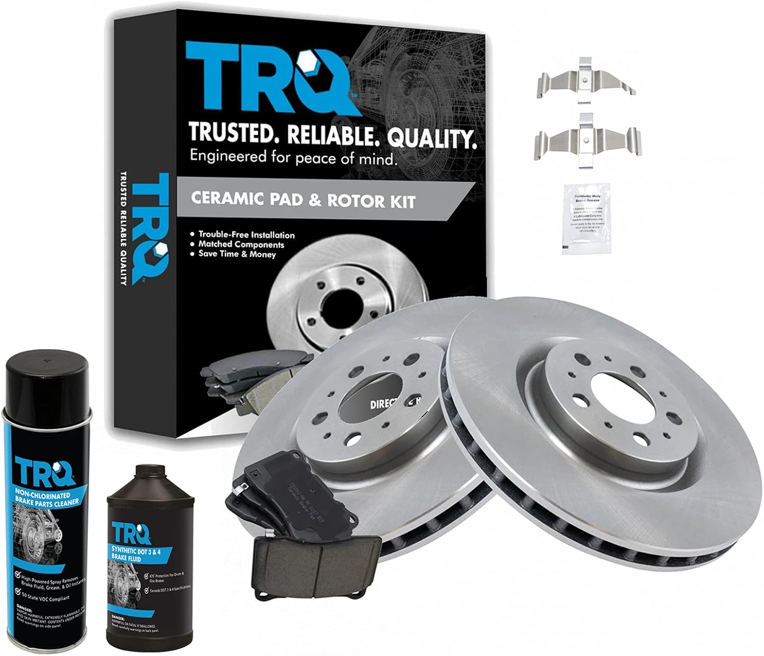 TRQ Front Brake Pad & Rotor Kit Ceramic Compatible with 2004-2007 Volvo S60 V70