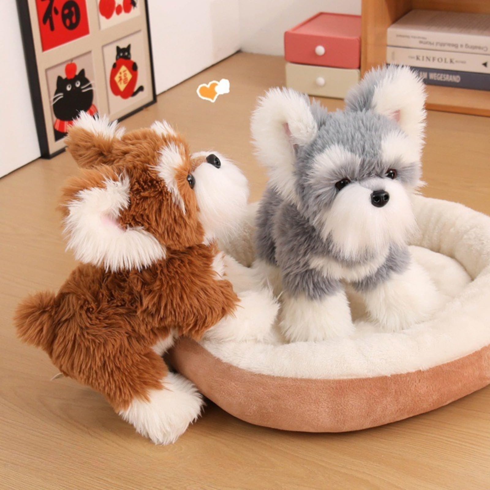 Schnauzer Plüschfigur, Realistischer Hund Plüschtier, PlüSchhund Stehend,Flauschiger Stofftier zum Spielen,Geschenk für Kinder und Hundeliebhaber (42cm,Grau)
