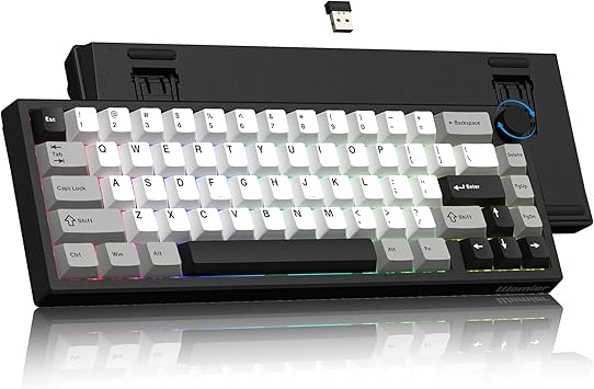 Womier Wireless 60% Gaming Keyboard with CNC Knob, QMK/VIA Creamy Mechanical Keyboard, Tri-Mode Thocky Custom Black White Key Board, Hot Swappable Gasket Mount RGB for Win/Mac(Q61 V2)