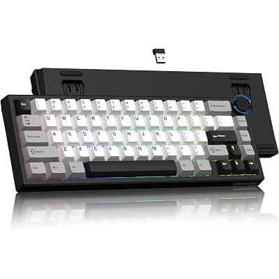 Womier Wireless 60% Gaming Keyboard with CNC Knob, QMK/VIA Creamy Mechanical Keyboard, Tri-Mode Thocky Custom Black White Key Board, Hot Swappable Gasket Mount RGB for Win/Mac(Q61 V2)