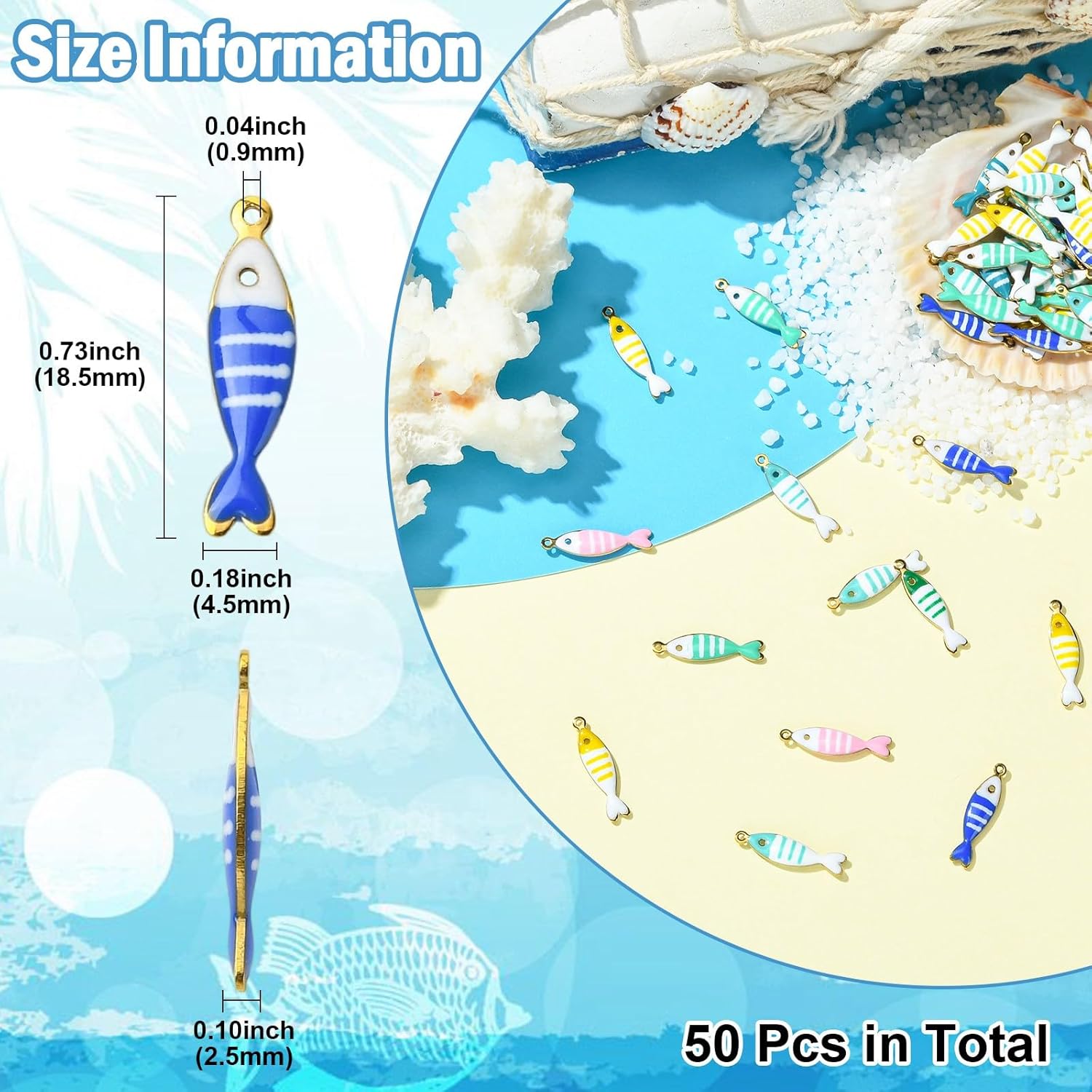 KitBeads 50Pcs Random Sardine Fish Charms Stainless Steel Sea Life Ocean Aniaml Charms for Jewelry Making Bracelets Earrings Necklaces Crafts - Image 2