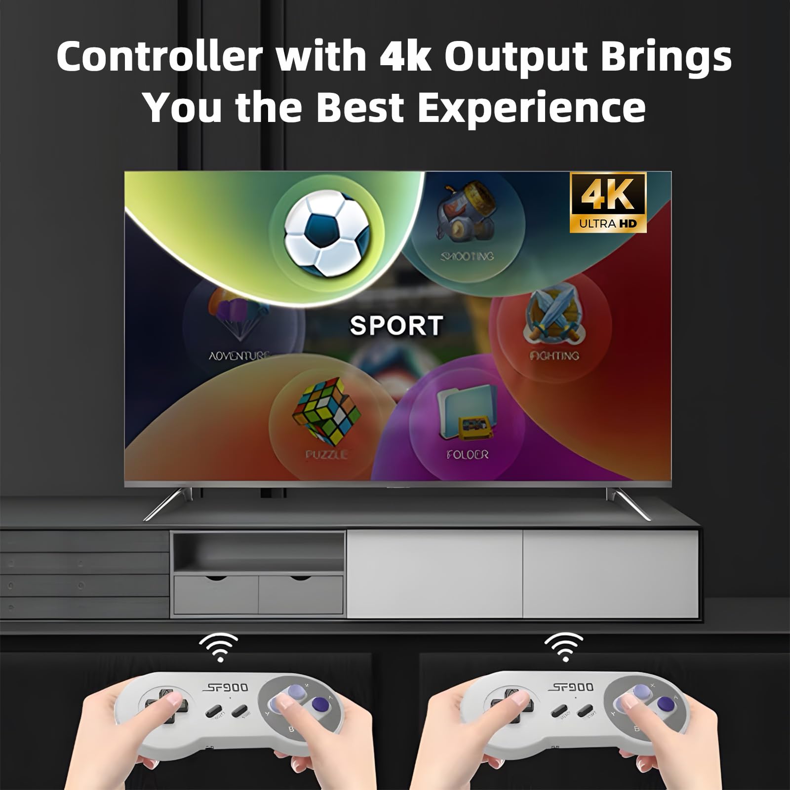 Console per Videogiochi Retrò,Console SF900,Console di Gioco USB Senza Fili,Scheda Integrata da 2.4 GB,Connessione Hdmi-Giochi Hd Nostalgici Retrò 5000