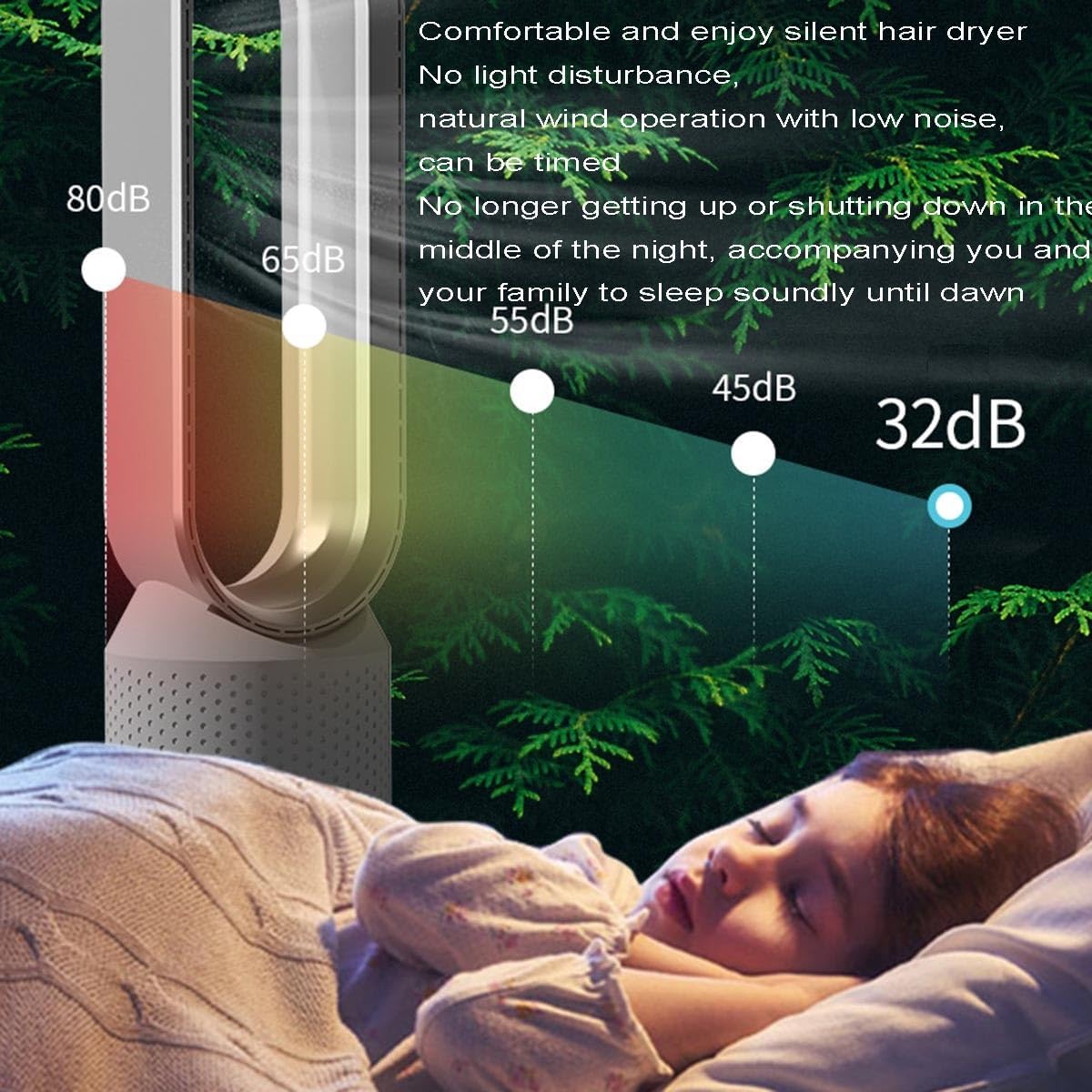 Desk Bladeless Fan, Portable 22 inch Quiet Office Fan, Touch Control, Easy to Clean, Small 90° Oscillating Fan Cooling Fan Table Fan for Home, Office, Bedroom(Color:Gold)