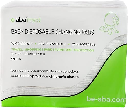 Miniatura 6 de aba Paquete de 50 cambiadores desechables biodegradables compactos para bebés, impermeables, protectores de mesa, 18 x 13 pulgadas