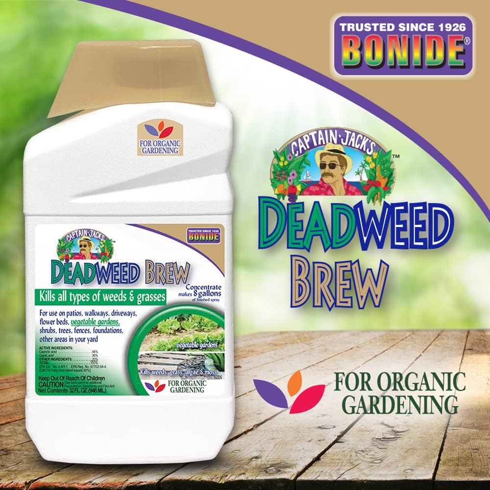 Bonide Captain Jack's Deadweed Brew, 32 oz Concentrate, Controls All Types of Weeds and Grasses, For Organic Gardening
