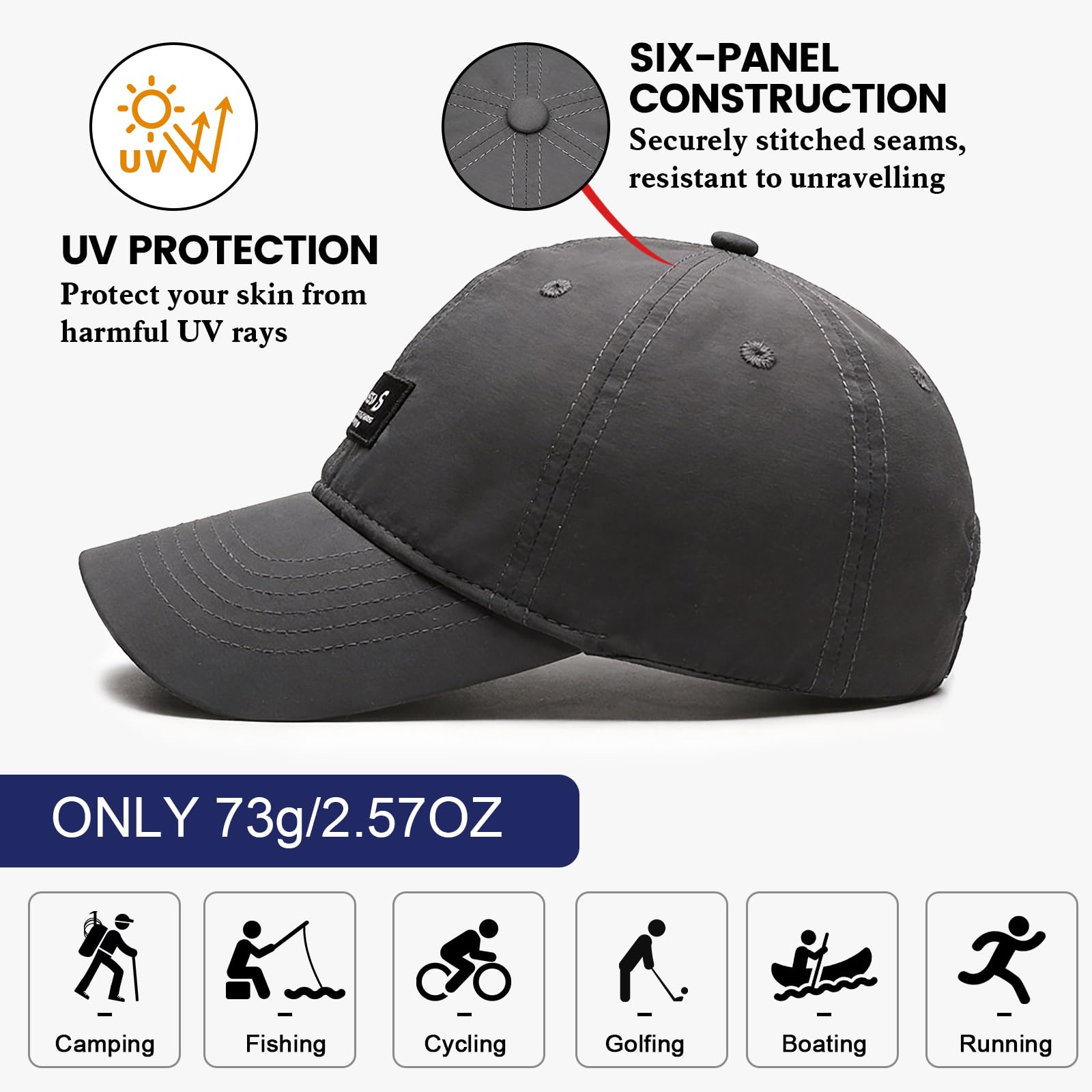 LCKEBT 2 Packs Gorras Verano Running Hombre Impermeable, Gorra de Béisbol Secado Rápido Protección Solar, Sombrero de Sol de Transpirable Ligeras Plegable para Senderismo Pesca Jungla — view 2