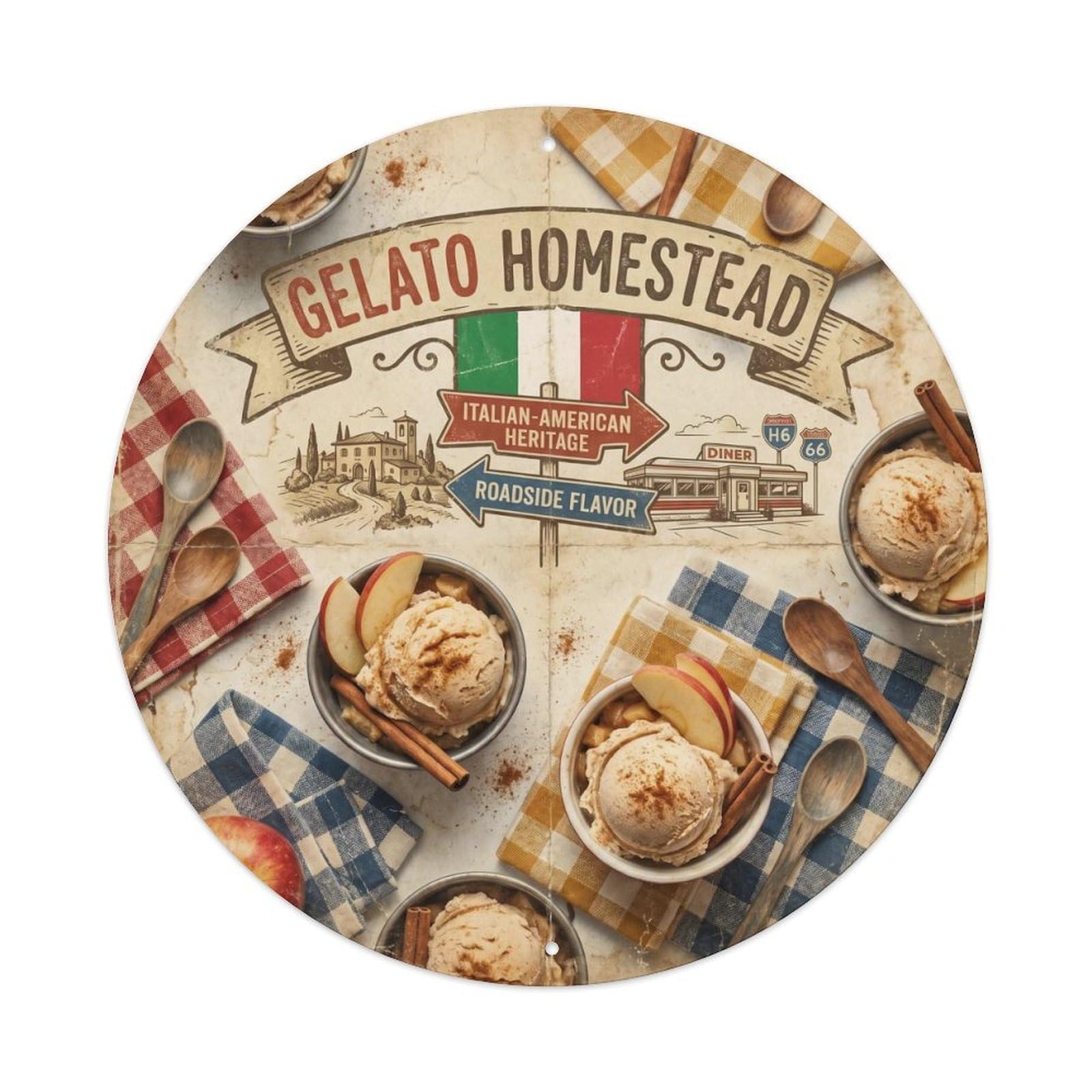 Gelato Dessert Vintage Americana Sweet Shop Culture Metal Tin Sign