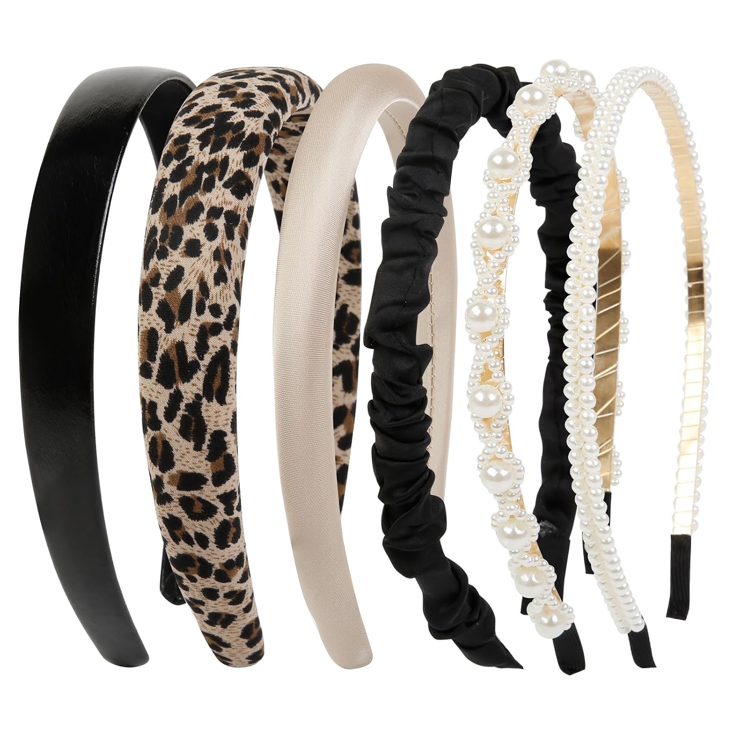 WOVOWOVO Non Slip White Pearl Headbands for Women