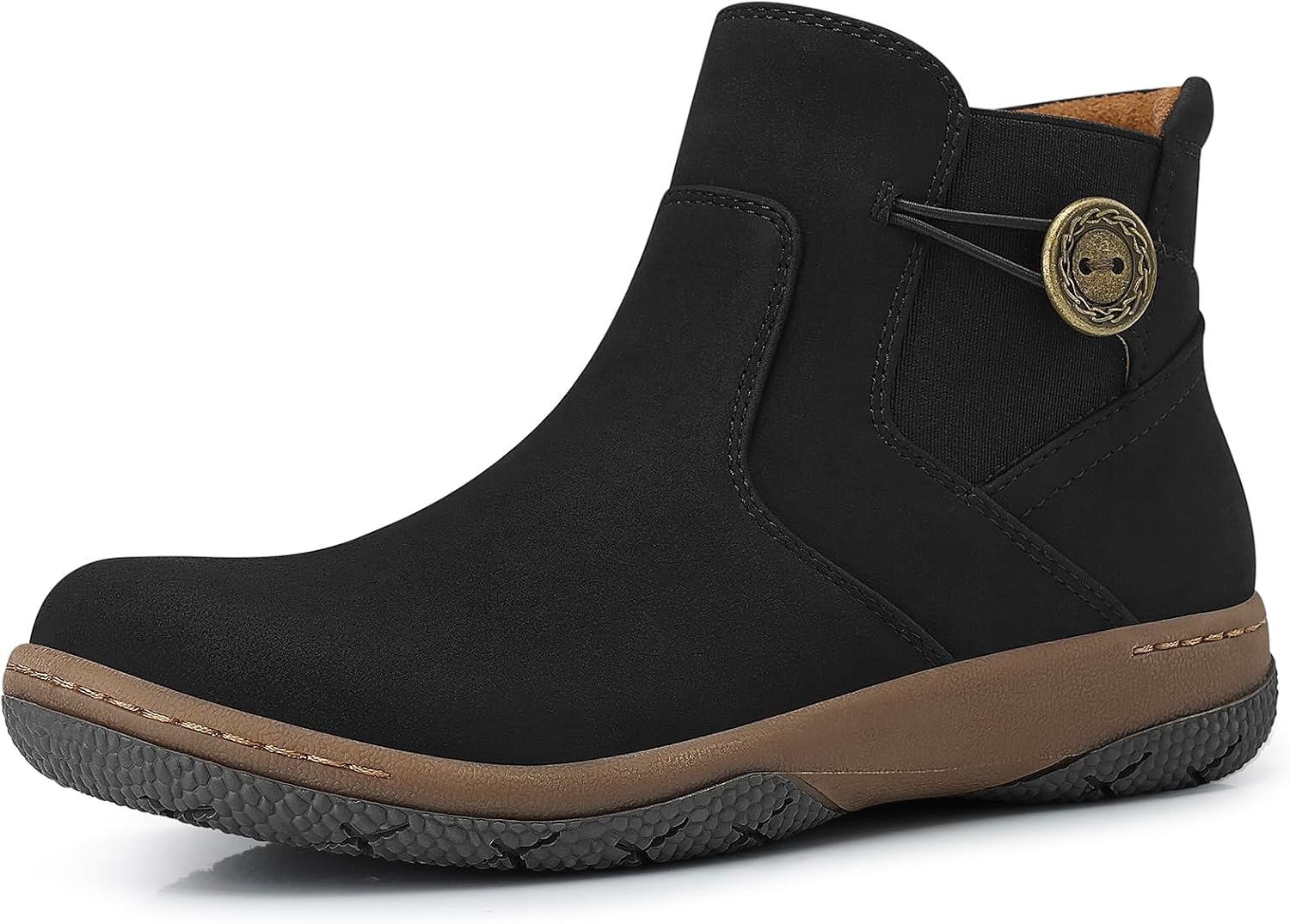 SHIBEVER Women's Ankle Boots: Arch Support Comfortable Slip On Casual Boot