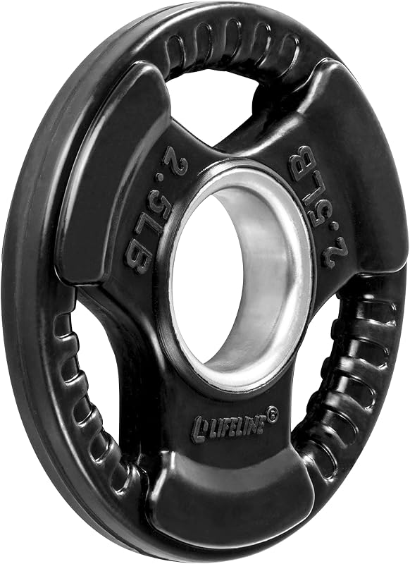 Lifeline Fitness Rubber Grip Plates For Olympic Barbell - 2" Weight Plates for Home or Gym - Strength Training Single Plates - 2.5/5/10/25/35/45 LB Options