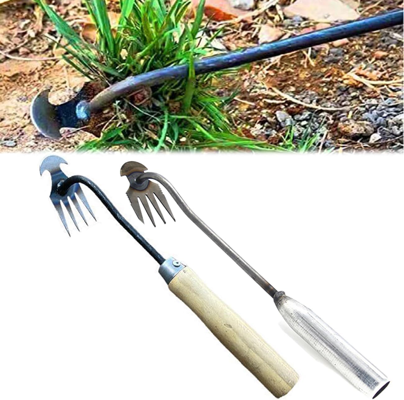 2 Pieces Garden Weeding Rake, New Sharp and Durable with
