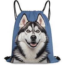 Husky Dog Drawstring Backpack 420D Oxford Waterproof Sport Gym Bag Cinch Sack for Basketball Yoga Beach