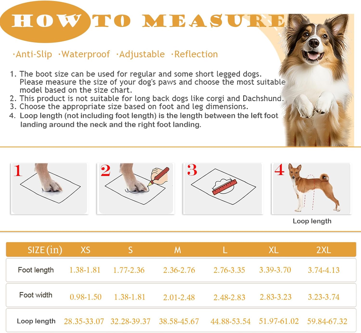 yucca ゴム製犬用ブーツ 足用 簡単装着 ペットサスペンダーブーツレギンス 滑り止め犬用ソックス 再利用可能な防水犬用ブーティ