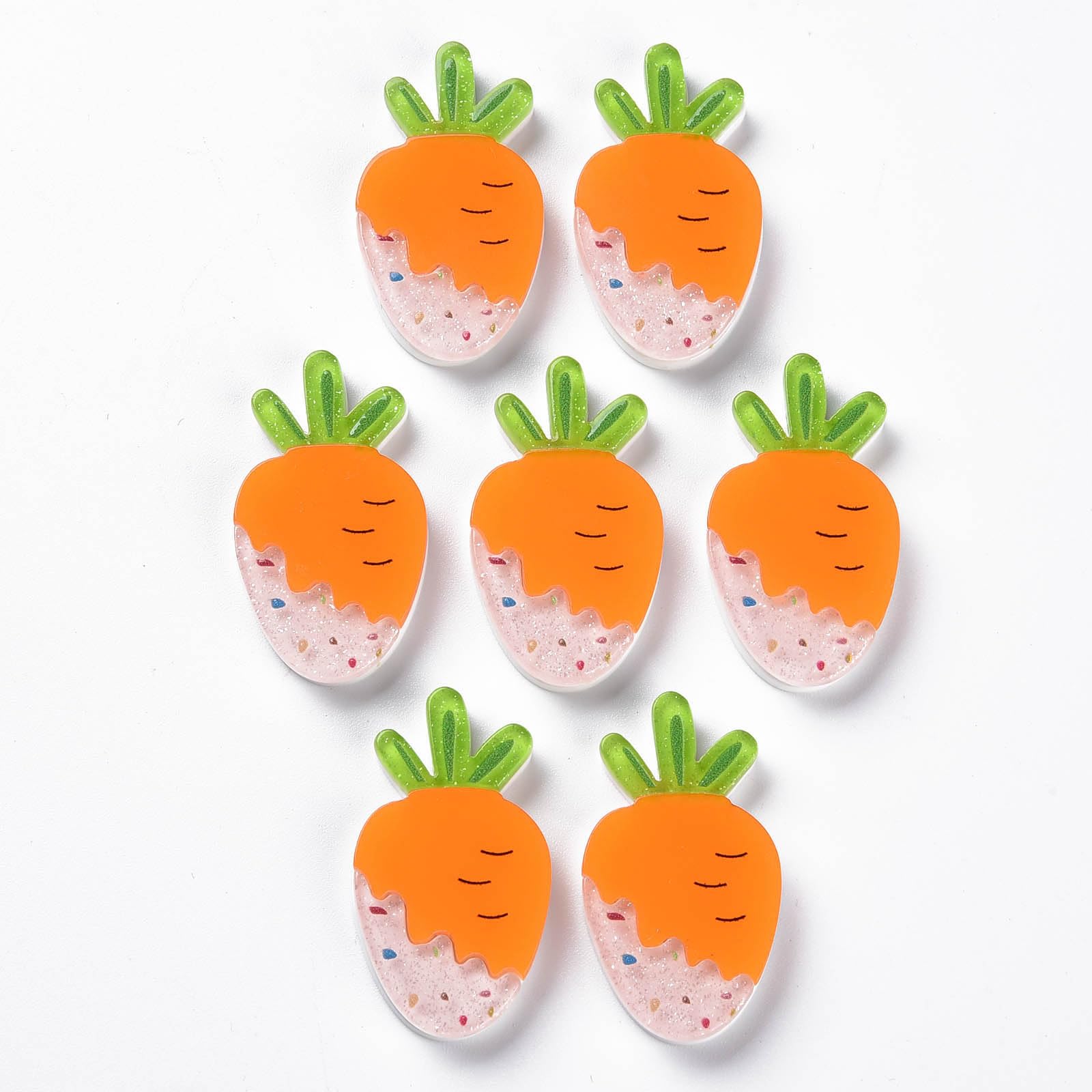 20 pcs Lovely Carrot Theme Resin Cabochons Vegetable Food Easter Rabbit Cartoon Flatback Charms for DIY Jewelry Embellishment Craft Phone Shoe Bag