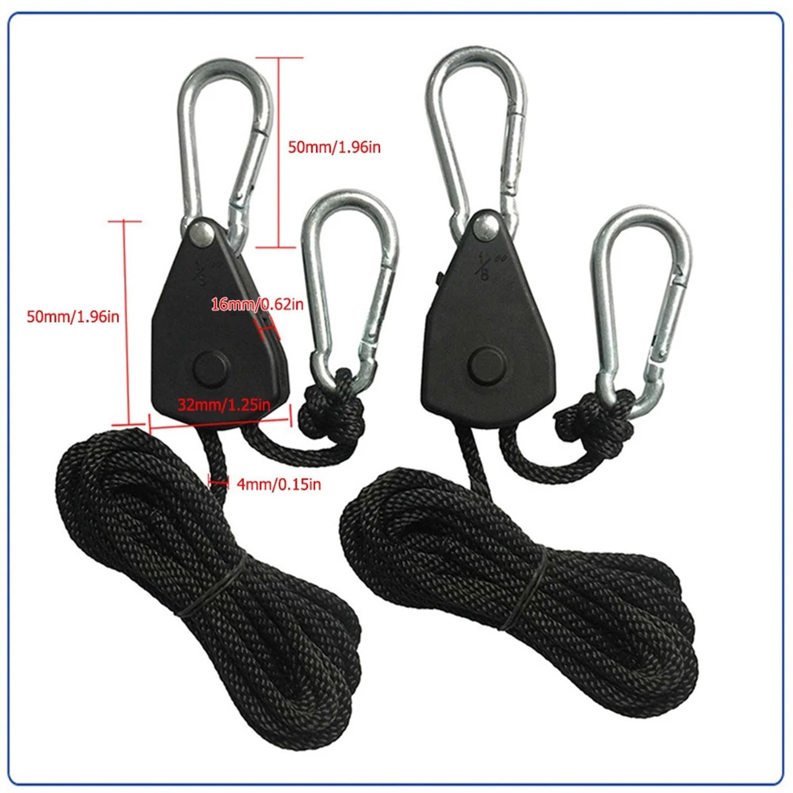Lock Tie Down Strap 2Meter Ratsche Locking Kleiderbügel Hebe Pulley Haken Kanu Boot Bug Heck Seil for Camping für Riemenscheibe(10 Piece)