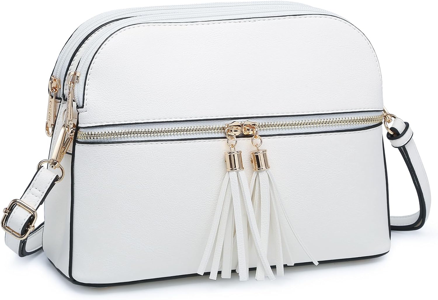 Dasein Women Tassel Zipper Pocket Crossbody Bag Shoulder Purse Fashion Travel Bag with Multi Pockets