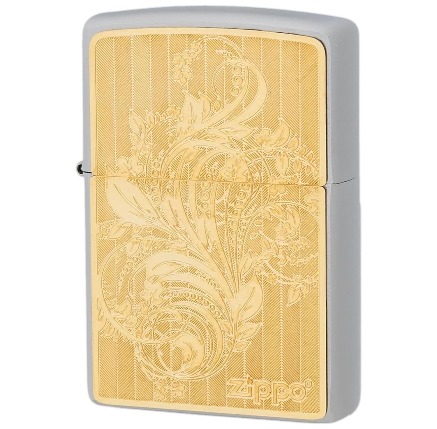 Zippo Lighter with Special Sticker Windproof Brass 200FB Case Metal Plate Nickel Plated Gold Gift 2MP-Arabesque B GP