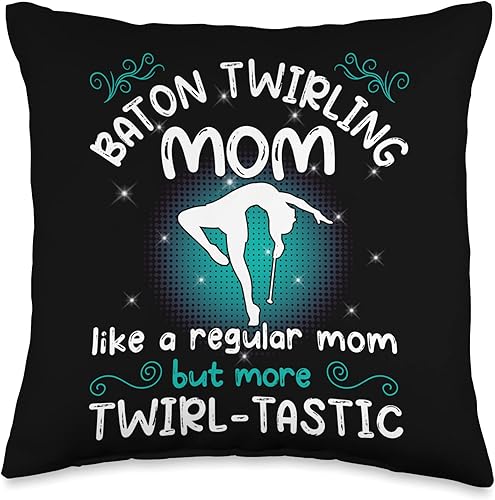 Miniatura 4 de Cool majorette baton twirling gifts Like a Regular mom but More Twirl-Tastic-Baton Twirler Throw Pillow, 18x18, Multicolor