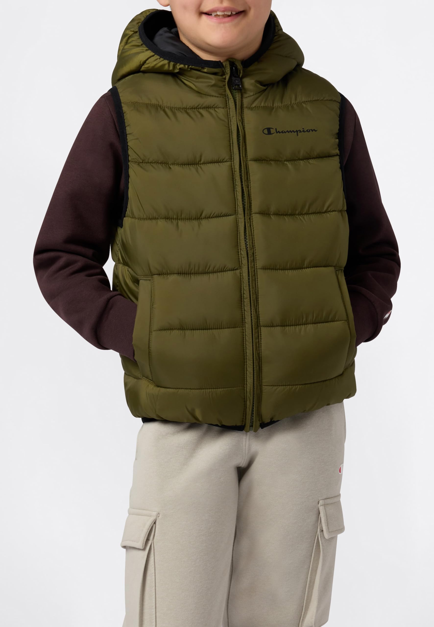 Champion Legacy Outdoor (220341) - Wr Light Nylon Cirè 35gr Small Script Logo High-neck Chaleco embotado Hombre