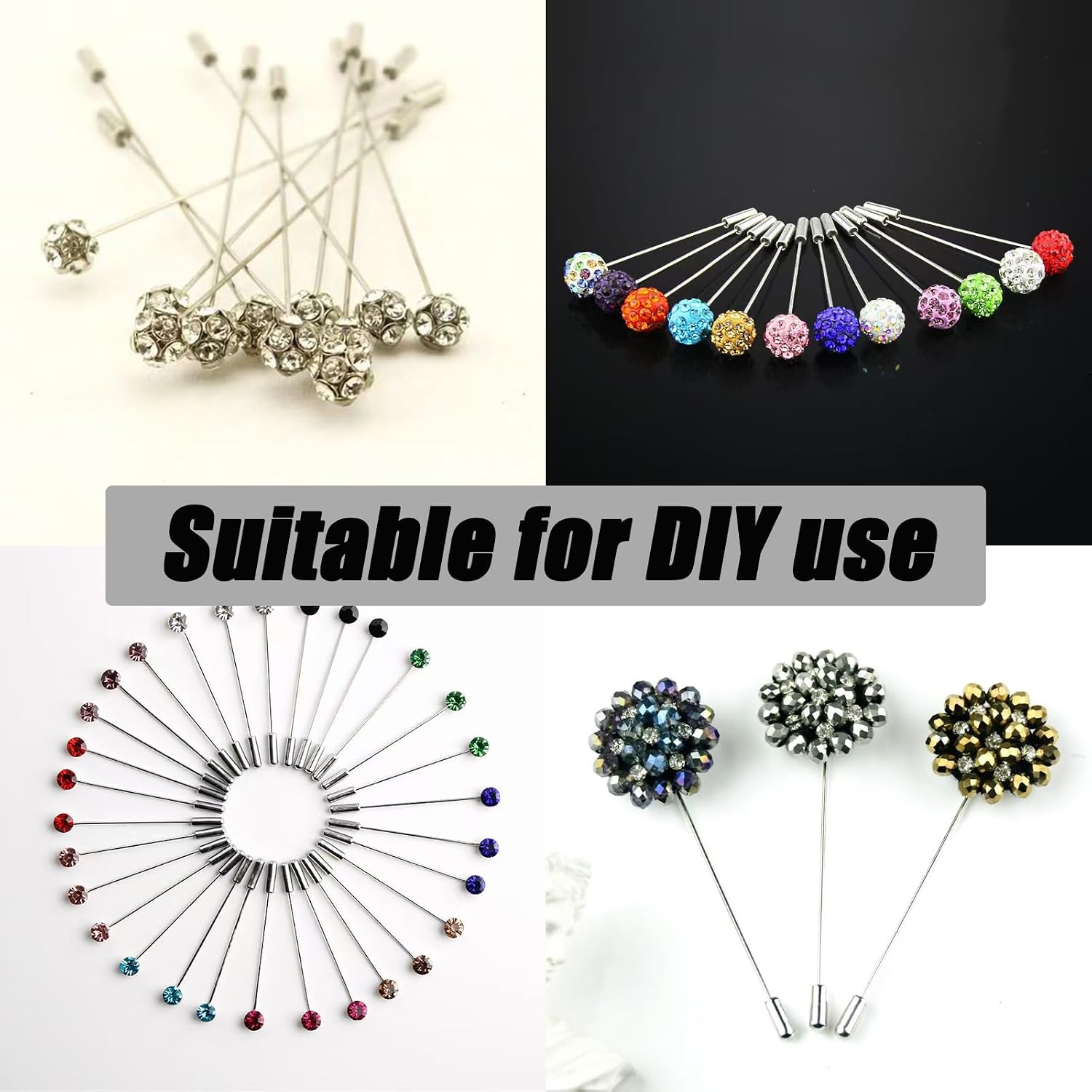 20Pcs Silver Metal Brooch Pin Stick, 90Mm Long Needle Boutonniere Pins Corsage Pins, Hat Pins for Women Vintage Lapel Stick, Safety Pins for DIY Crafts Jewelry Making Accessories