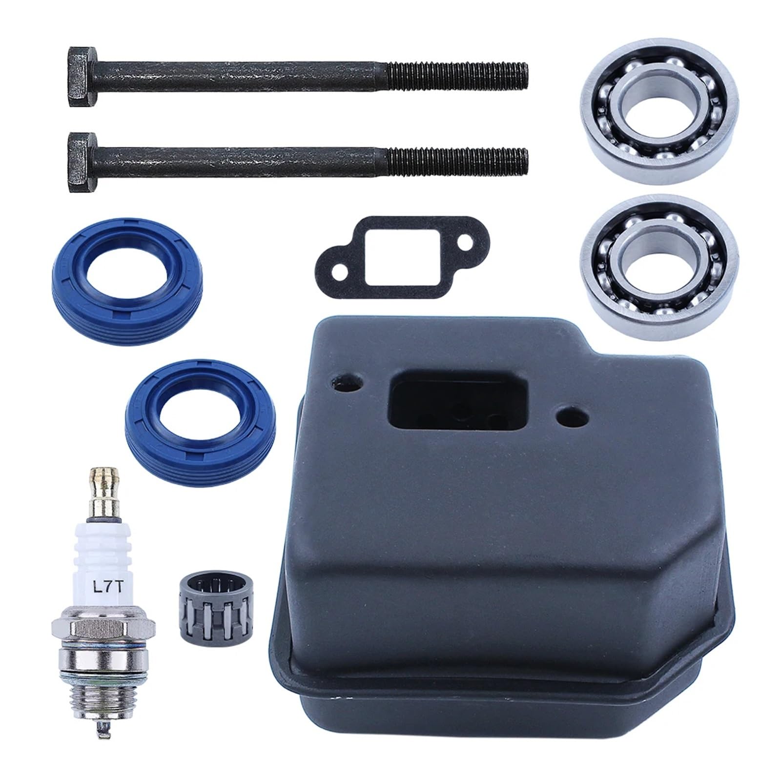 Silenziatore di Scarico for MS180 MS170 018 017 Kit Guarnizione Cuscinetto Albero Motore for bullone silenziatore, Candela, Cuscinetto ad Aghi