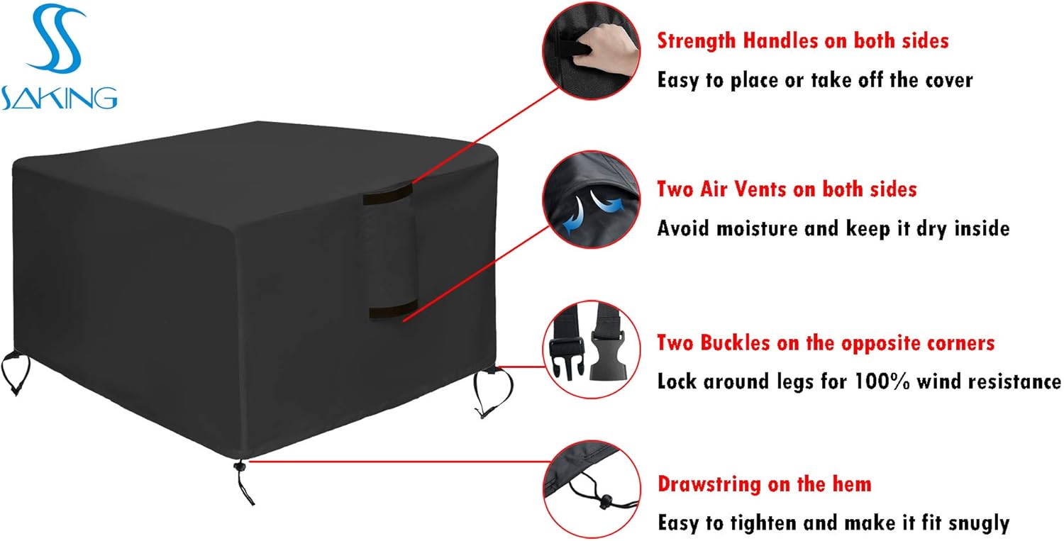 Saking Fire Pit Cover,28 inch Firepit Covers Square Gas Fireplace Fire Pit Table Cover for Propane Fire Pit- 28 X 28 X 25 inch : Patio, Lawn & Garden