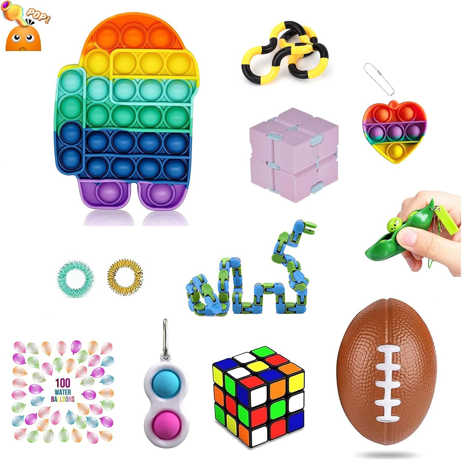 Decyam Fidget Toys Set Push Pop Bubble Sensory Toys for Kids Adults Stress Reliever Anxiety Relief Popper Toys Squeeze Hand Toys