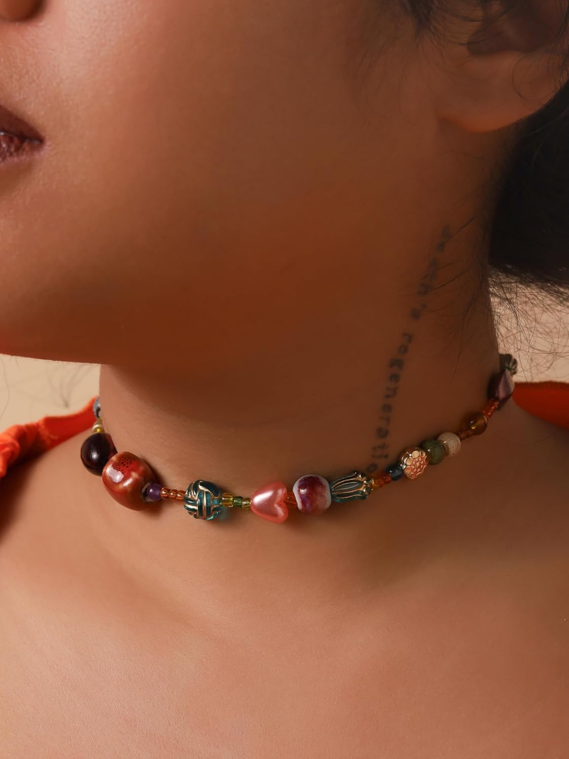 MINACHI Multi Color Beads Necklace, Natural Stone, Pattern Beads, Bohemian Style, Gift Jewelry for Women - Image 4