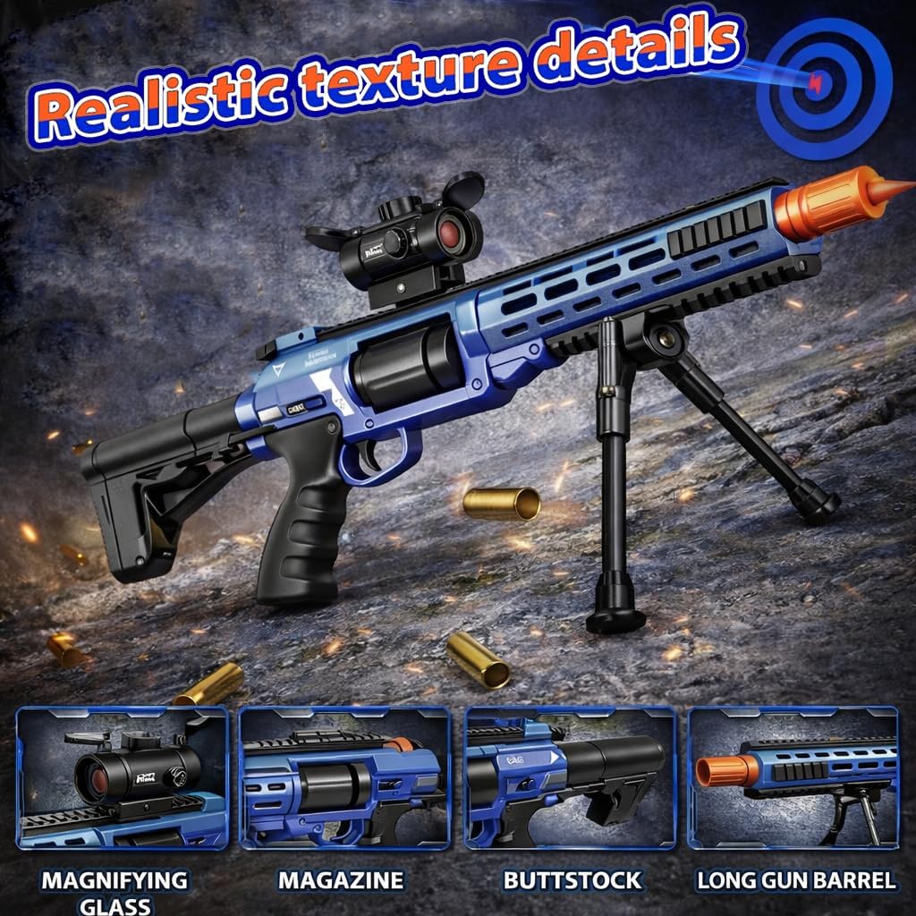 Realistic Toy Foam Blaster Sniper with Scope, Toddler Toy Dart Blaster with 120 Soft Foam Darts, Goggles, Air Pocket Technology Outdoor Game, Easter Basket Stuffers Kids Toys for Ages 8-12 Boys Girls