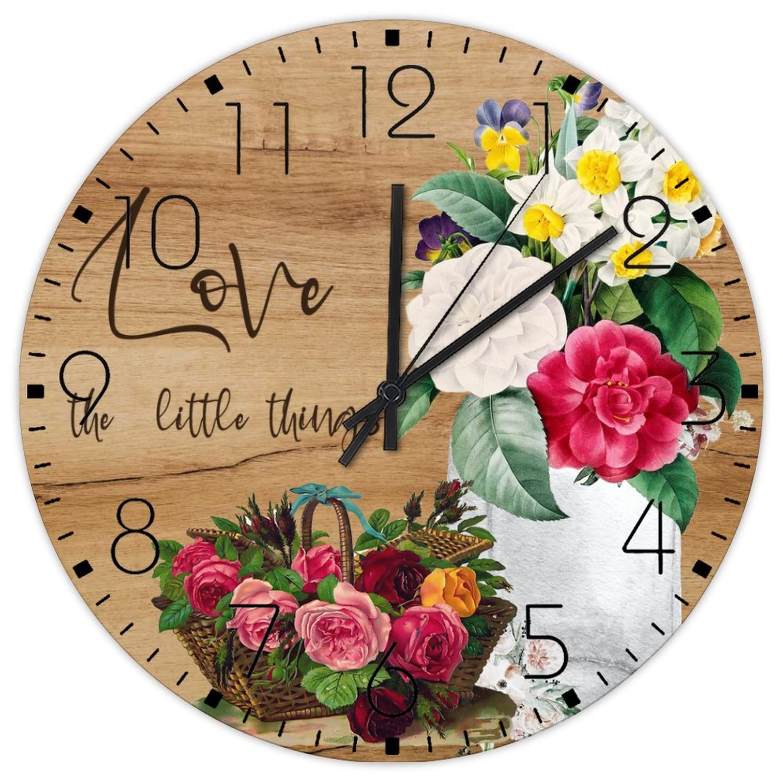 Horloge murale en bois Love The Little Things pour une maison sereine