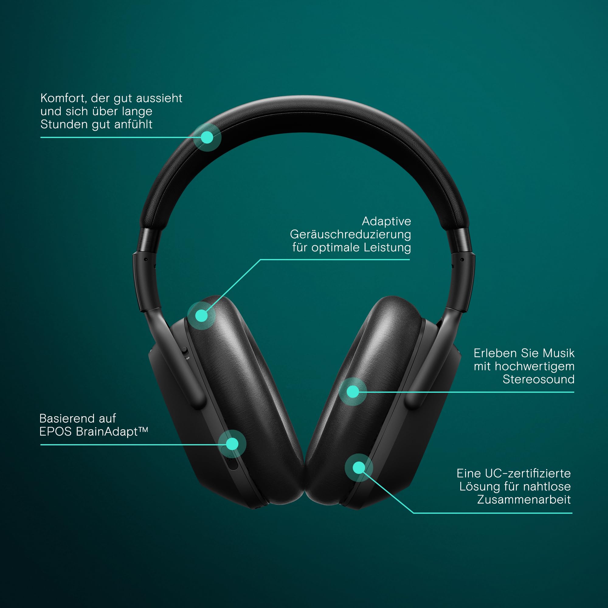 EPOS Adapt 660 USB-C Kabelloses Bluetooth Headset – Hybride ANC