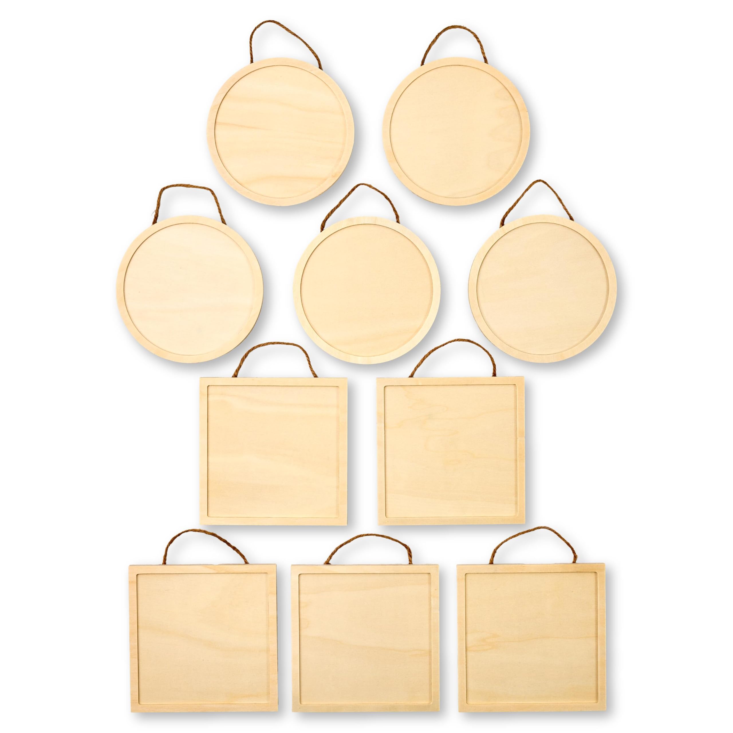 Plaques en bois Martha Stewart, lot de 10 supports ronds et carrés pour loisirs créatifs