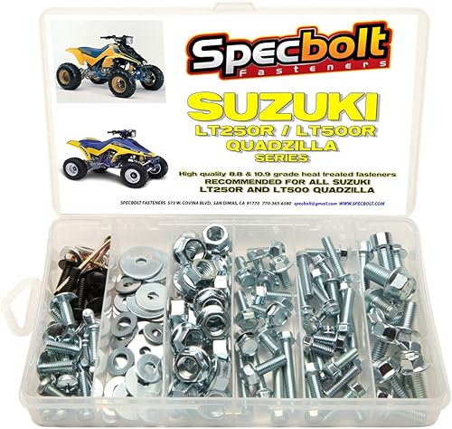 Kit de pernos Specbolt Suzuki LT250R Quadzilla ATV de 150 piezas para mantenimiento y restauración OEM Spec Fasteners Quadracer LT500R LTR250 LT 250