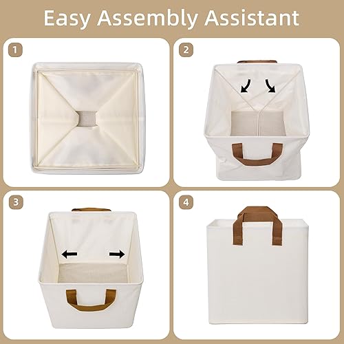 Miniatura 8 de GRANNY SAYS Cubos de almacenamiento, cubos de almacenamiento de 13 pulgadas con marco de metal, organizador de almacenamiento de cubos plegables,