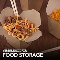 Vista 4 de Recipientes de comida para llevar de 16 onzas para microondas, caja de papel kraft marrón chino para llevar (paquete de 50) resistente a fugas